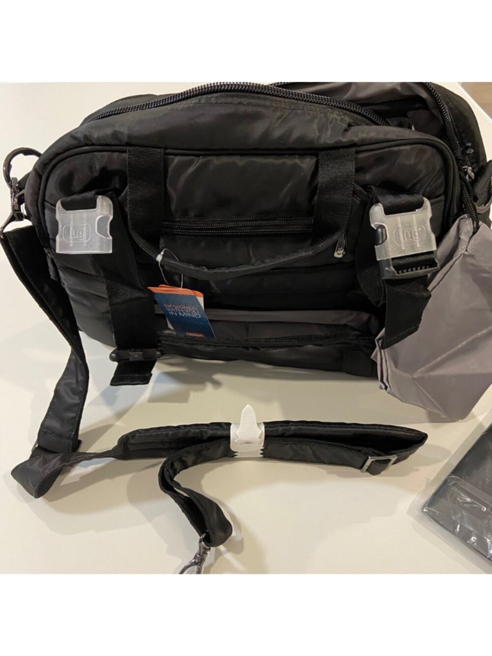 Lug Black Quilted Tuck Tuk diaper bag or Carry All Bag W/ Multiple Compartments - Picture 12 of 16